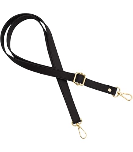 Cinghia Di Cuoio Genuino Per Borsa - Regolabile, Tracolla Crossbody Sostituzione (Oro-Nero) - Foto 11