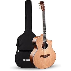 Kadence Acoustica A06N 40” Semi-Acoustic (Electro-Acoustic) | Grand Auditorium Cutaway | EQ   Built-in Tuner | Natural Finish | Super Combo | Free Learning Course