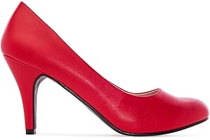 Andrés Machado - Eleganti décolleté retrò per Donna/Adolescente per L'Estate e l'inverno - AM.422 - Punta Arrotondata in Ecopelle - Tacchi Medi Sottili - Taglie della EU 32 a la 46