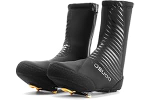 TIKBRO Winter Cycling Shoe Covers - Waterproof Thermal Bike Overshoes for Men Women, Windproof Adjustable Bicycle Booties for Road/MTB with Reflective Stripe