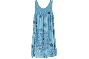 SHOBDW MUJER Vestidos Mujer Verano 2021 Nuevo SHOBDW Floral Vestidos Casual Cuello Redondo Sin Mangas Suelto Retro Elegante Vestidos de Fiesta Mujer Cortos Talla Grande