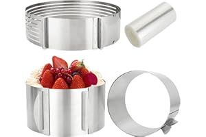 GOYADA 4 Pcs Cercle à Gâteau Ø 16-30cm, Cercle de Patisserie Réglable, 25-30cm Réglable Couche de Moule en INOX avec Collier à Gâteau pour Mousse Tartes, Hauteur: 10.2/8.7/8.2 cm