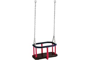 LOGGYLAND Balancín para bebé de goma, con cadenas, 3 m, para jardín e interior, columpio seguro para niños a partir de 1 año (negro, azul, rojo)