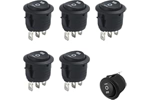 MALOUSUN 5 Stk Kippschalter 3 Positionen,Wippschalter 12v 3 Polig,Mini Wechselschalter Rund,Kippschalter 12v Ein-Aus-Ein Schwarz,3Pins Einbauschalter Einrastbare Eingebettet Runde für Auto Boot Haushaltsgeräte
