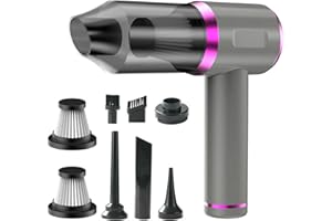 POWERIVER Handstaubsauger, Tragbarer Autostaubsauger, Washable Filter, 15000Pa Starkes Saugen, USB-C Aufladbar, Leise, für Auto, Haus, Büro, Pet Hair