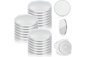 WEBEEDY 20pcs Blank Challenge Coin Metal Stamping Sublimation Blanks Bulk 40mm Engraving Round Tags Fiber Laser Threaded Edged Coin with Acrylic Protection Box for Valentine's Day Anniversary, Silver