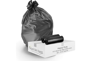 JUST BIN BAGS LTD 40 x 80L Heavy Duty XL Black Bin Bags - Refuse Sacks – 2 Rolls (20 Bags each) | 15kg Capacity- 140 Gauge, 32.50 Micron Strong Rubbish Dustbin Bags (Opal)