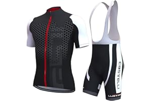 louizumify Maillots de ciclismo de manga corta para hombre Conjunto de ropa de verano, culottes de ciclismo con acolchado de gel 3D