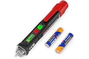 KAIWEETS Detector de Voltaje sin Contacto, NCV Detector de Tensión para Identificar Fase y Neutro, Buscapolos con Doble Rango 12V-1000V/48V-1000V, Localizar Punto de Rotura, Linterna