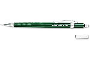 PENTEL - portemine P 205, vert, diamètre de mines: 0,5 mm clip amovible, avec gomme (P205-D)