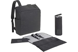 Lässig 1103027236 Borsa Fasciatoio Zaino Fasciatoio con Accessori per il Cambio Prodotto in Modo Sostenibile Tender Backpack Anthracite - 890 g