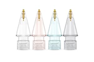 NIUTRENDZ Pack de 4 Pointes de Rechange pour Apple Pencil 2nd et 1st Génération Amélioration Métal Fine Tip Haute Sensibilité Embout Nibs de Rechange Stylus (Clair+Blau+Gris+Rose)