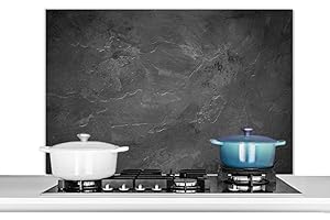 KitchenYeah© Antisalpicaduras Cocina 100x65 cm Protector Salpicaduras Pared Chapa Aluminio Kitchen Panel Vitrocerámica Accesorios Salpicadero Decoración Textura - Hormigón - Gris - Vintage