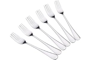 VANRA Set di 6 forchette da tavola in acciaio inox resistente, colore argento, 20,3 cm (6 forchette)