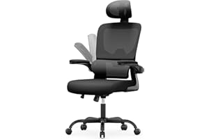 naspaluro Sedia Ufficio Ergonomica, Sedia Scrivania Con Supporto Lombare a Forma Di C, Schienale E Poggiatesta Regolabili, Braccioli Reversibili, Sedile in Rete Traspirante per L'ufficio, Nera