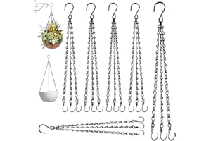 SAIJIAN 6 Pezzi Catena Sospesa in Metallo Catena Appesa per Vaso di Fiori Appesa Pianta Catena Catene Nero Catena per Appendere con Gancio a S 46cm per Appendere Fioriere