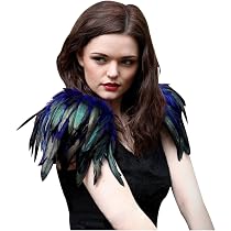 Étole Plumes Gothique JAWSEU - Cape Cosplay Halloween