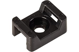 GTSE, Lote de 100 bases de sujeción para cables de montaje de rosca, color negro, Bridas de hasta 9 mm de ancho, 5 mm (M5) Orificio de tornillo