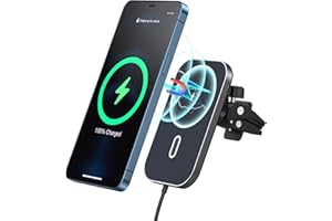 BHHB 15W Chargeur Induction Voiture Charge Rapide, Chargeur sans Fil Voiture Rotation 360° Support Téléphone Voiture Compatible avec iPhone 15/14/13/12/Pro/Pro Max/Mini