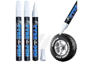 YAYNO 3 Piezas Marcador para Neumáticos Blanco Rotulador Impermeable para Neumáticos de Coche Rotulador Blanco Ruedas Rotuladores de Pintura para Neumáticos de Coche para Piedra, Neumáticos, Tela