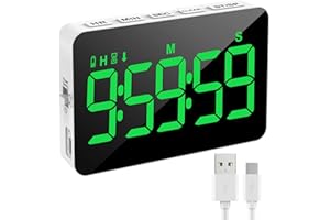 Kitchen Timer, XREXS Rechargeable Timers for Cooking, Adjustable Brightness & Volume, Large LED Display, Magnetic Cooking Timer for Kitchen/Meeting/Class (Charging Cable Included) Green