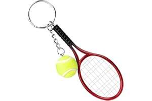 Ryaupy Portachiavi Tennis, con Portachiavi a Pallina,Sport Portachiavi di novità, Mini Pallina da Tennis Ciondolo Regali Racchetta da Tennis (Rosso)