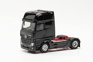 Herpa Mercedes-Benz Actros Gigaspace Tracteur, fidèle à l'original à l'échelle 1:87, Camion pour Diorama, d'objet de Collection, modèles Miniatures de décoration en Plastique, 309202-003, Noir