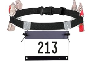 NUMLOT Cintura Porta Pettorale, per maratona, triathlon, gara ciclistica cintura numerica corridore, leggero e traspirante, senza perno da indossare, fissaggio e supporto ottimali, nero