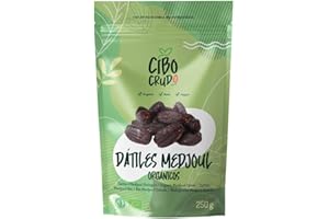 CIBO CRUDO CRUDO BIOLOGICO VEGAN Datiles Medjool Orgánicos - 250g. Datiles Medjoul Naturales. Datil Frescos y Secos. Dates Naturales y Ricos en Fibra.