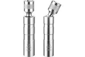 SZZHIYONG 2 x cienkościenne gniazdo świecy zapłonowej, 14 mm, 16 mm, uniwersalne złącze 3/8 cala, 12-punktowy magnetyczny obrotowy zestaw nasadek do świec zapłonowych, magnetyczny klucz do świec zapłonowych