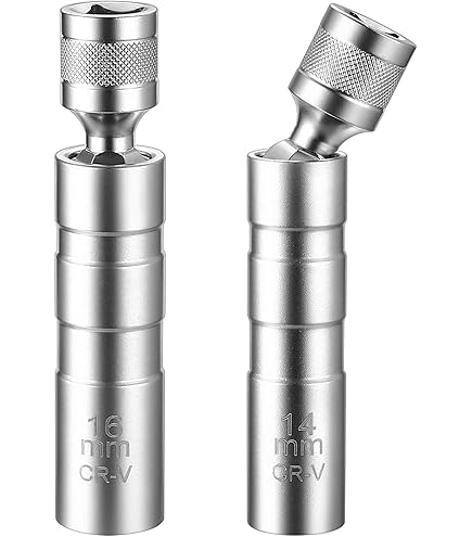 GETLITOOL Lot De 6 Clés à Bougie D'allumage Millimètre 14, 16, 21 Mm, Aimantées, Universelles, Flexibles, En Acier Cr-V Avec Adaptateur 1/2, Pour Retirer Les Bougies D'allumage, Noir