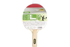 Idena 40201 - Pala de Tenis de Mesa para Principiantes, con Mango Recto de Madera, un Lado Liso en Negro y un Lado Rugoso en 