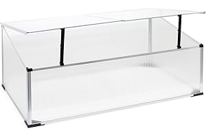 Wiltec Frühbeet Gewächshaus aus Aluminium, 100 x 60 x 40 cm, Gemüsebeet mit arretierbarem Dach und 2 Flügeln, witterungsbeständig, UV-Schutz