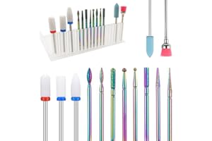 TECDW 13 piezas de broca de uñas, 3/32 pulgadas fresas torno para uñas profesional,Accesorios de Broca EléCtrica para Quitar Gel, Acrílico,Cutícula,Brocas Herramientas para manicura, pedicura