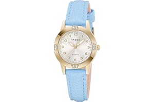 TASGO Women's Leather Quartz Watch Easy Read Watch with Diamond Luminous Waterproof Fashion Wristwatch for Women Ladies Girls
