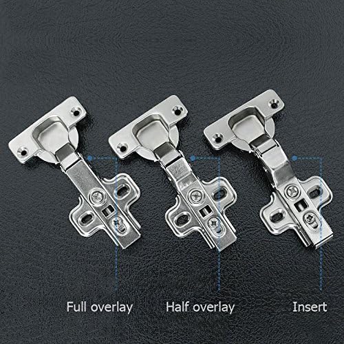 1 Pair/2 pcs Full overlay Cold Steel Rolling Soft Slow Close Kitchen Cabinet Door Hinges (Insert) by FatColo