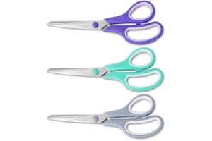 Haltons Multipurpose Scissors - Pack of 3 - Ultra Sharp Thickened Blades - Comfort-Grip Handles - Ergonomic Design - Reinforced Hinge - Metal & Plastic - 21x7.6 cm - Home, Office, Craft, Kitchen