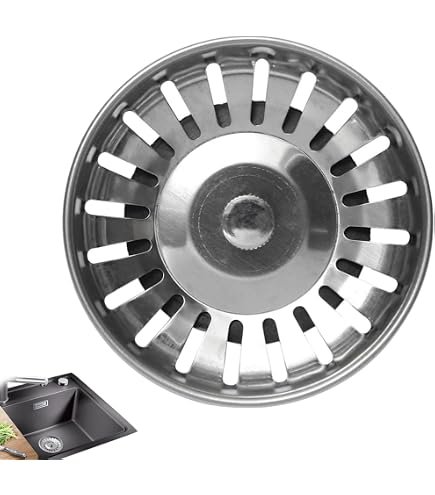 Bouchon Évier Universel Rietlow Ø82mm - Acier Inoxydable - Passoire Et Bouchon Intégré - Compatible Blanco