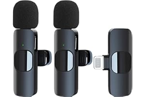 NZBS Kabelloses Lavalier-Mikrofon für iPhone, 2,4 GHz, Plug-Play, Mini-Clip-On-Mikrofon für Vlogging, Video, Podcast, Interview, YouTube-Aufnahme(2 Mic)