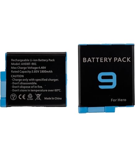 Batteria CITYORK 2000 MAh Per GoPro Hero 12/11/10/9 – Ricaricabile, Con Indicatore Di Potenza E Protezioni Multiple