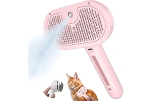 EvcgoX Spazzola a Vapore per Gatti, Spazzola per Gatti con Serbatoio d'acqua per Antistatica e nodi Spazzola per Cani per Peli Lunghi e Corti Spazzola per Animali Domestici Skin-friendly Rosa