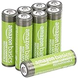 Amazon Basics AA-Batterien mit hoher Kapazität, NiMH, wiederaufladbar, 2400 mAh, vorgeladen, 8 Stück