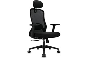 Milacyee Bürostuhl Ergonomisch, Schreibtischstuhl, Bürostuhl mit Kopfstütze, Armlehnen, Lendenwirbelstütze, Höhenverstellung, Drehstuhl Gewichtskapazität 150KG