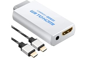 CAMWAY Wii to HDMI Converter Adapter Scales Wii Signal to 720p and 1080p Video Converter Adaptor HD HDTV with 3.5MM Audio and 1m HDMI Cable for Wii Monitor Projector TV, White