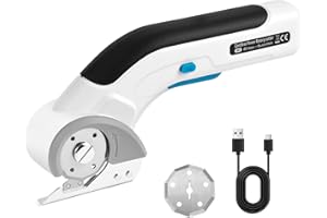 Gaethra Kartonschneider Elektrisch 3,7V, mit 2000 mAh Akku Wiederaufladbarer Rotationsschneider, Kabellose Akku Schere mit Sicherheitssperre für Filz, Teppich, Leder, Kunststoff & Pappe