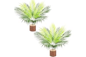 Fycooler Artificial Tropical Palm Tree Bushes Plants,50CM Artificial Greenery Plants Faux Fake Tropical Palm 9 Stems Palm Leaves for Home Décor Kitchen Bedroom Party Jungle Wedding Decorations(2Pack)