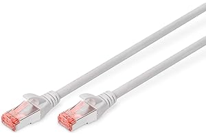 DIGITUS LAN Kabel Cat 6-2m - Kabel sieciowy RJ45 - Ekranowany S/FTP - Kompatybilny z Cat6A i Cat7 - Szary