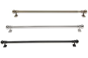 MforStyle LIGHT Extendable Cafe Rod MINI Curtain Pole - Ø 8/10 mm - Silver Chrome or Brass or Black - Metal Large Selection - RANGE (31.5" - 55.1" (80-140cm), Brass)