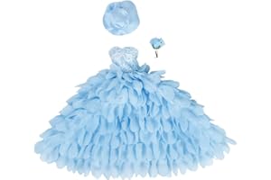 TIUIMK Élégante robe de mariée bleue pour poupées de 30,5 cm avec chapeau et fleur