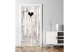 ‎MYMAXXI MyMaxxi | Tür bekleben mit Türtapete Selbstklebend 90x200 Holz Klotür Herz weiß | Tür verschönern mit Türfolie | Türaufkleber XXL Türbilder | Türposter Türklebefolie Vintage Wooden Door
